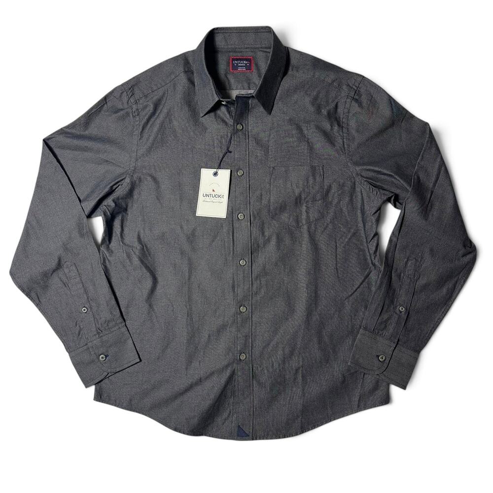UNTUCKit Casablanca Shirt Mens Size M Gray Cotton Long Sleeve NWT